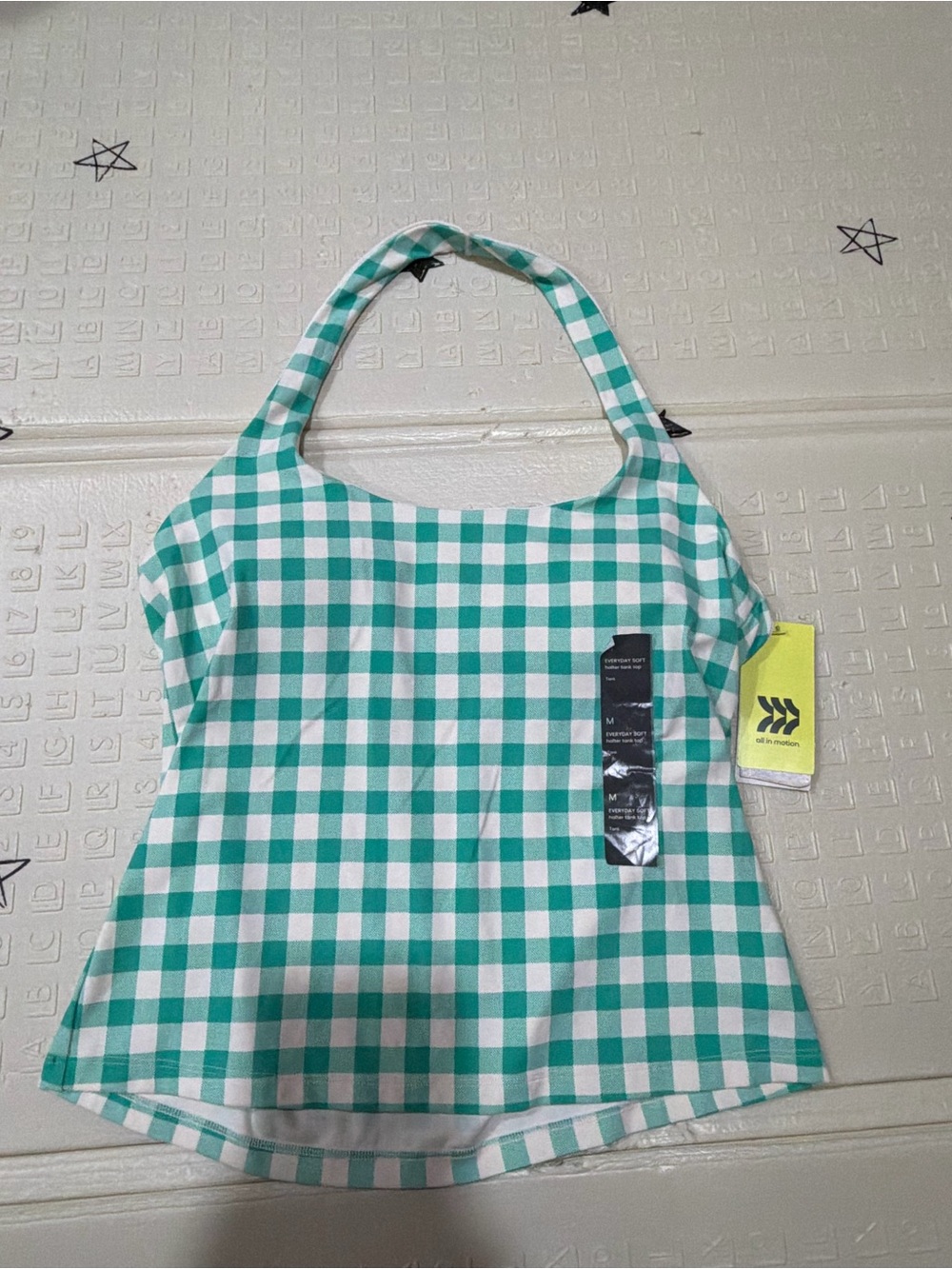 all in motion Green and White Checkered Shoulder Tote